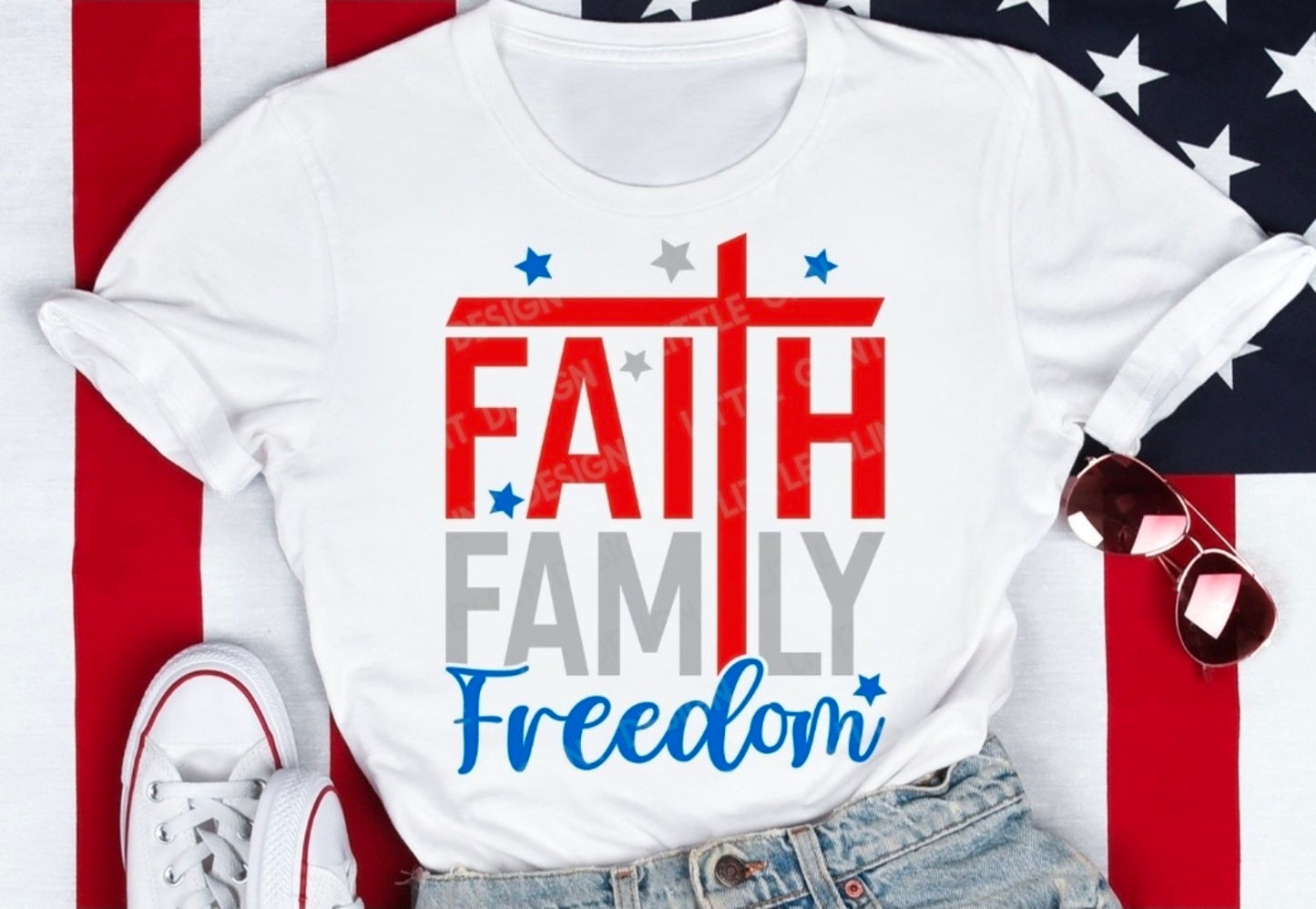 Faith Family Freedom-Ladies Tee